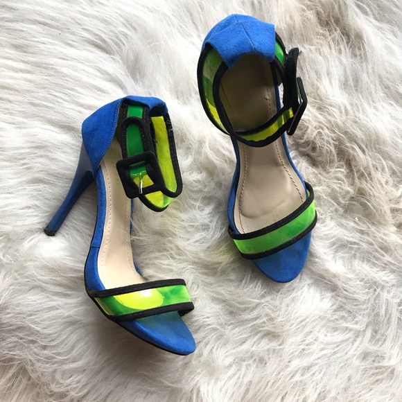 neon blue high heels
